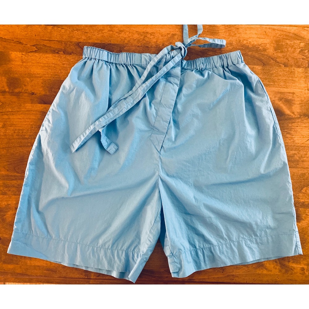 Nicholas Light Blue Cotton Tie Waist Shorts Button Fly Size 12